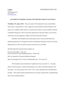 Nutrition Education / Hunger Task Force /  Inc. / Texas Hunger Initiative / United States Department of Agriculture / Child nutrition programs / School Breakfast Program