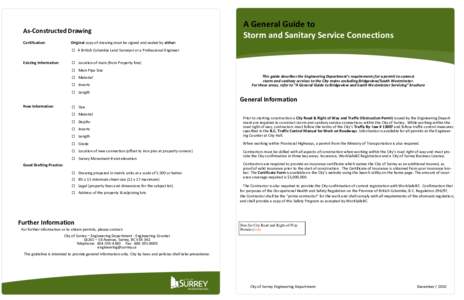 As-Constructed Drawing Certification: A General Guide to Storm and Sanitary Service Connections