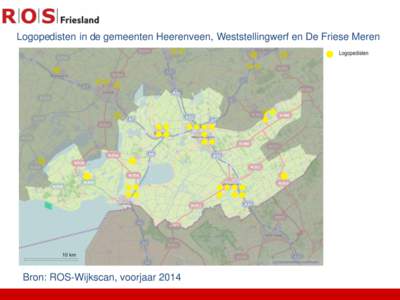 Logopedisten in de gemeenten Heerenveen, Weststellingwerf en De Friese Meren  subtitel tekst  Bron: ROS-Wijkscan, voorjaar 2014