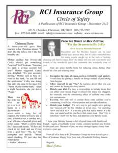 RCI Insurance Group Circle of Safety A Publication of RCI Insurance Group - DecemberN. Cherokee, Claremore, OK5797 Fax: email:  website: www.rci-ins.com FROM TH