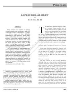 PROCEEDINGS  SLEEP DISORDERS AND EPILEPSY* — Beth A. Malow, MD, MS†