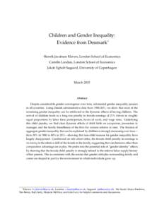 Children and Gender Inequality: -0.2cm Evidence from DenmarkKleven: ; Landais: ; Søgaard: . We thank Oriana Bandiera, Tim Besley, Raj Chetty, Marjorie McElroy, and Gi