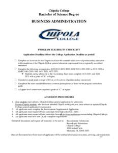 Chipola College  Bachelor of Science Degree BUSINESS ADMINISTRATION