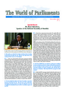 The World of Parliaments Quarterly Review of the Inter-Parliamentary Union December 2001 N°4  Special Guest: