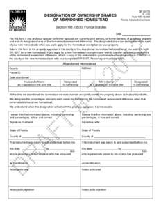 DESIGNATION OF OWNERSHIP SHARES OF ABANDONED HOMESTEAD DR-501TS N. x/12 Rule 12D[removed]