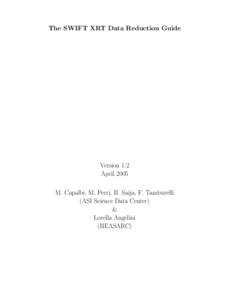 The SWIFT XRT Data Reduction Guide  Version 1.2 April 2005 M. Capalbi, M. Perri, B. Saija, F. Tamburelli (ASI Science Data Center)