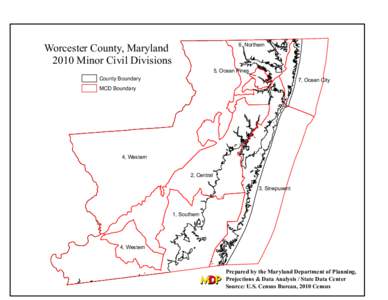 Worcester County, Maryland 2010 Minor Civil Divisions 6, Northern  5, Ocean Pines