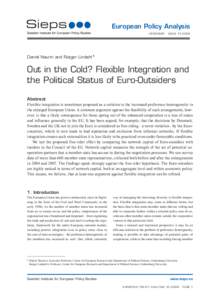 European Policy Analysis D E C E M B E R · I S S U E[removed]Daniel Naurin and Rutger Lindahl*  Out in the Cold? Flexible Integration and