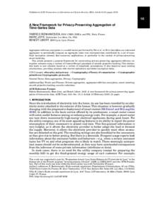 Published in ACM Transactions on Information and System Security, 18(3), Articlepages), A New Framework for Privacy-Preserving Aggregation of Time-Series Data FABRICE BENHAMOUDA, ENS, CNRS, INRIA, and P