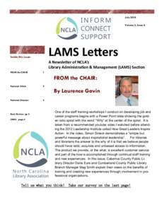 July 2014 Volume 3, Issue 6 LAMS Letters  Inside this issue:
