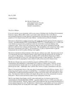 May 26, 2009 «AddressBlock» Re: Bavaros Cleaners site 41 E. Grand Avenue, Fox Lake[removed] – Lake County General Correspondence