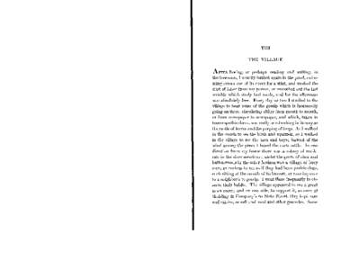 VIII THE VILLAGE AFrER hoeing, or perhaps reading and writing, in  the forenoon, I usually bathed again in the pond, swimming across one of its coves for a stint, and washed the