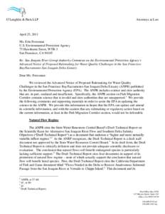 Attorneys for San Joaquin River Group Authority on EPA San Francisco Bay Delta Estuary Water Quality Advanced Notice of Proposed Rulemaking Docket number EPA-R09-OW[removed]