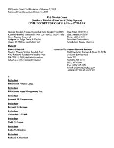 Howard Randall, Trustee, Howard & Gale Randall Trust FBO Kimberly Randall Irrevocable Trust UA FEB 15, 2000, et al. v. Fifth Street Finance Corp., et al. 15-CVU.S. District Court Civil Docket