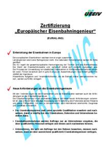 Zertifizierung „Europäischer Eisenbahningenieur“ (EURAIL-ING)