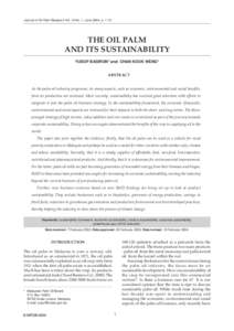 Journal of Oil Palm Research Vol. 16 No. 1, June 2004, pTHE OIL PALM AND ITS SUSTAINABILITY THE OIL PALM AND ITS SUSTAINABILITY