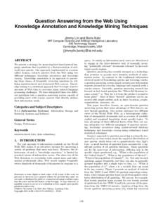 Computational linguistics / Natural language processing / Question answering / Open domain question answering / Boris Katz / Text Retrieval Conference / Cyc / Document retrieval / Question / Information science / Information retrieval / Science