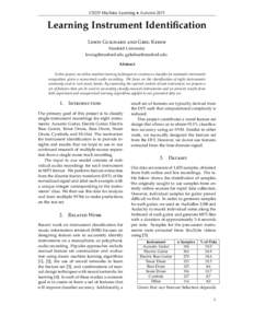 CS229 Machine Learning • AutumnLearning Instrument Identification Lewis Guignard and Greg Kehoe Stanford University  