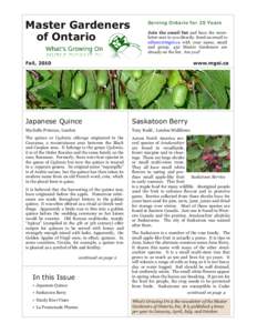 Master Gardeners of Ontario Serving Ontario for 25 Years  Join the email list and have the news­