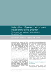 Do individual differences in temperament matter for Indigenous children? The structure and function of temperament in Footprints in Time  Keriann Little, Ann Sanson and Stephen R. Zubrick