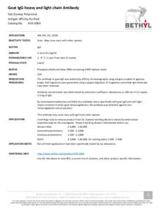 Goat IgG-heavy and light chain Antibody Fab Donkey Polyclonal Antigen Affinity Purified Catalog No. A50-108A