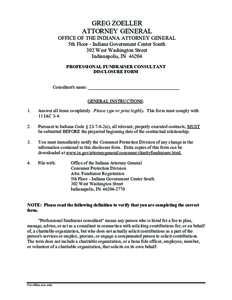 GREG ZOELLER ATTORNEY GENERAL OFFICE OF THE INDIANA ATTORNEY GENERAL 5th Floor - Indiana Government Center South 302 West Washington Street Indianapolis, IN 46204
