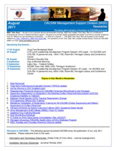 OACSIM Management Support Division (MSD) Newsletter August 2011