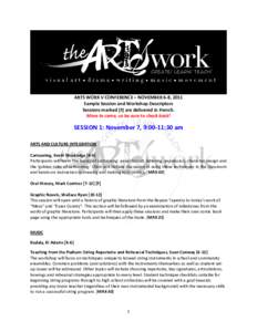 THE ARTS WORK CONFERENCE – NOVEMBER 6-8, 2011