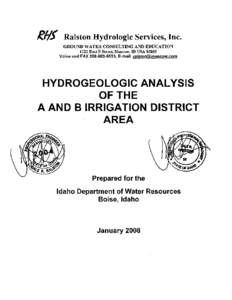 fy$  Ralston Hydrologic Services, Inc. GROUND WATER CONSULTING AND EDUCATION 1122 East B Street, Moscow, ID USA[removed]Voice and FAX[removed], E-mail [removed]