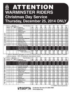 ATTENTION  WARMINSTER RIDERS TO GLENSIDE AND WARMINSTER