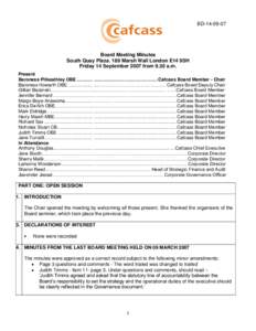 BD[removed]Board Meeting Minutes South Quay Plaza. 189 Marsh Wall London E14 9SH Friday 14 September 2007 from 9.30 a.m. Present