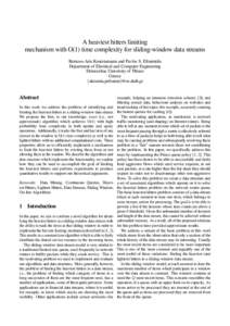A heaviest hitters limiting mechanism with O(1) time complexity for sliding-window data streams Remous-Aris Koutsiamanis and Pavlos S. Efraimidis Department of Electrical and Computer Engineering Democritus University of
