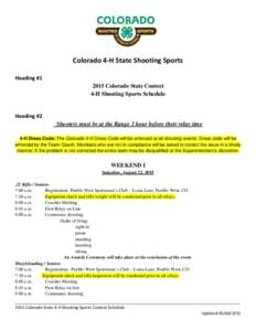 Colorado 4-H State Shooting Sports Heading #Colorado State Contest 4-H Shooting Sports Schedule  Heading #2