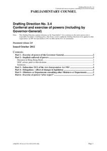 Drafting Direction No. 3.4 Conferral and exercise of powers (including by Governor-General) PARLIAMENTARY COUNSEL  Drafting Direction No. 3.4