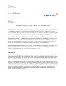 Chartis Praises Progress on U.S.-Korea Free Trade Agreement