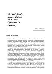 Victim-offender reconciliation with adult offenders in Germany