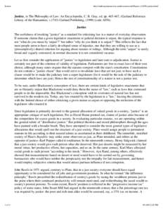 Justice  http://anthonydamato.law.northwestern.edu/Papers-1/A956-justice.html Justice, in The Philosophy of Law: An Encyclopedia, C. B. Gray, ed. pp[removed], (Garland Reference Library of the Humanities, v[removed]Garland