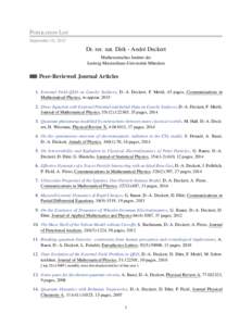 Publication List September 10, 2015 Dr. rer. nat. Dirk - Andr´e Deckert Mathematisches Institut der Ludwig-Maximilians-Universit¨at M¨unchen