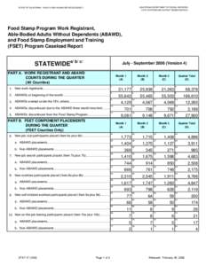 STAT 47 - Food Stamp Program Work Registrant, Able-Bodied Adults Without Dependents (ABAWD), and Food Stamp Employment and Training (FSET) Program Caseload Report, Jul-Sep06