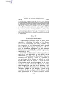 RULES OF THE HOUSE OF REPRESENTATIVES § 698–§ 699 Rule IX  in the Office of the Sergeant-at-Arms (Apr. 29, 1992, p. 9753); responding