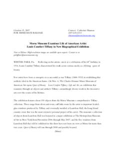 October 15, 2007 FOR IMMEDIATE RELEASE Contact: Catherine Hinman[removed]removed] 