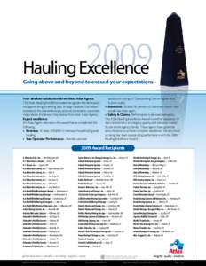2009 Hauling Excellence Going above and beyond to exceed your expectations. Your absolute satisfaction drives these Atlas Agents. The Atlas Hauling Excellence award recognizes the dedication our agents bring to serving y