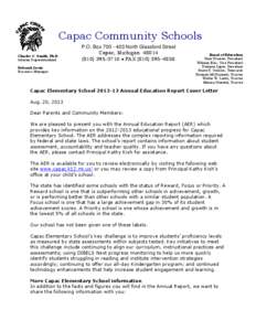 Capac Community Schools Charles C. Smith, Ph.D. Interim Superintendent P.O. Box[removed]North Glassford Street Capac, Michigan 48014