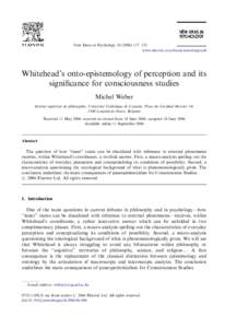 Philosophy of mind / Ontology / Phenomenology / Social philosophy / Perception / Michel Weber / Process philosophy / Panpsychism / Philosophy of perception / Philosophy / Cognitive science / Mind