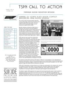 TSPN Call to Action VOLUME 9, ISSUE 12 DECEMBER 2013 TENNESSEE SUICIDE PREVENTION NETWORK