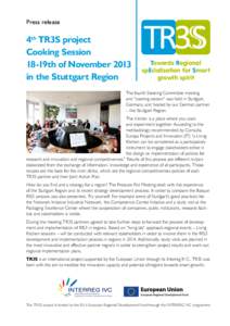 Press release  4th TR3S project Cooking Session 18‑19th of November 2013 in the Stuttgart Region