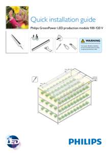 Quick installation guide Philips GreenPower LED production moduleV WARNING Turn power off before installation. All work should be done according