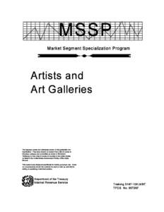 This page intentionally left blank.  ARTISTS AND ART GALLERIES TABLE OF CONTENTS Page