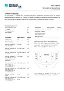 VISY THEATRE TECHNICAL SPECIFICATIONS Version 2.9 – [removed]Auditorium Seating The Visy Theatre is a versatile venue with many configurations. The standard venue hire includes the venue in