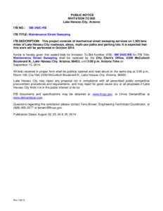PUBLIC NOTICE INVITATION TO BID Lake Havasu City, Arizona ITB NO.:  SM 340C-RB
